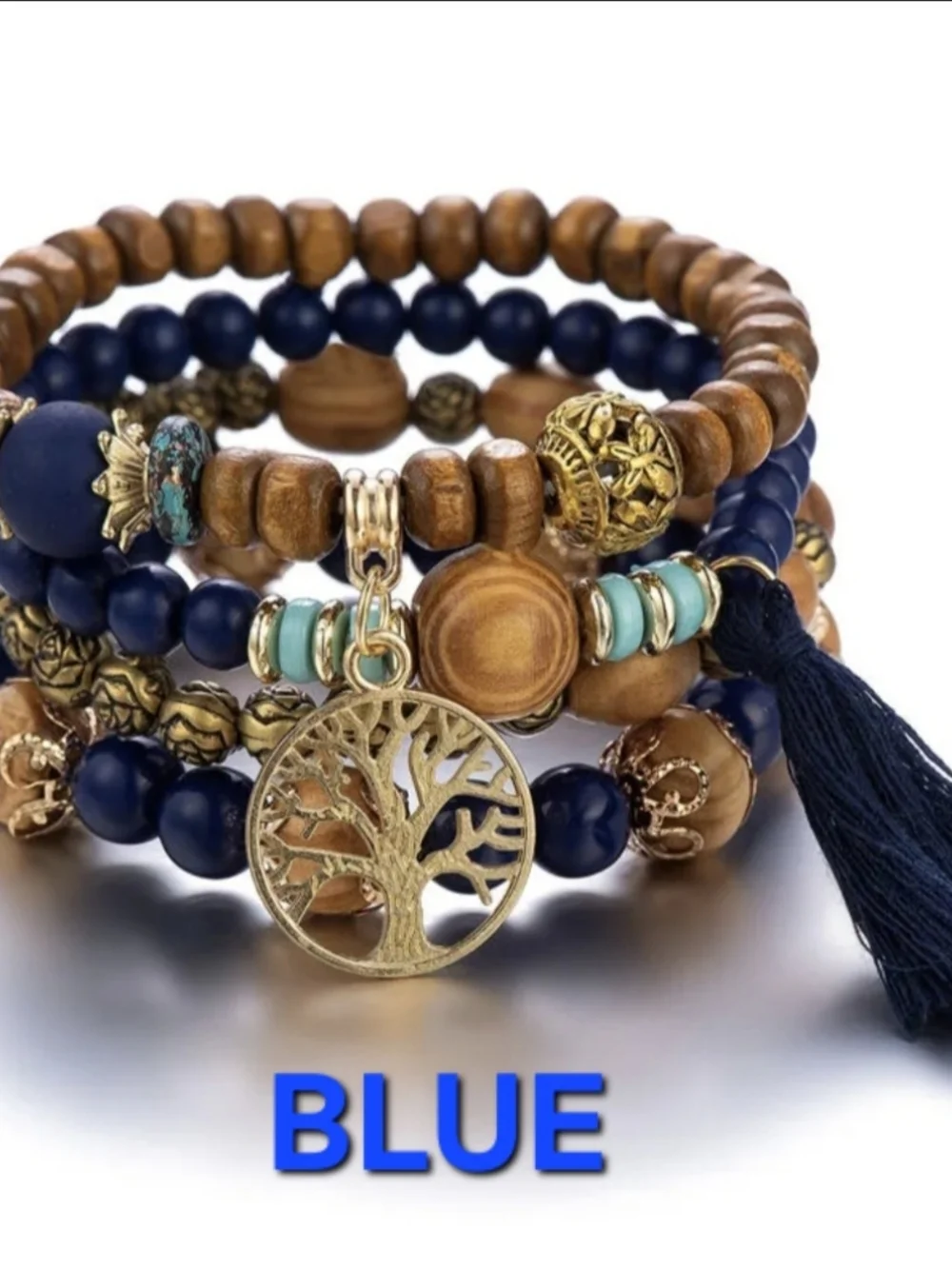 Tree Of Life Beaded Layered Bracelet Set - Picture 5 of 13